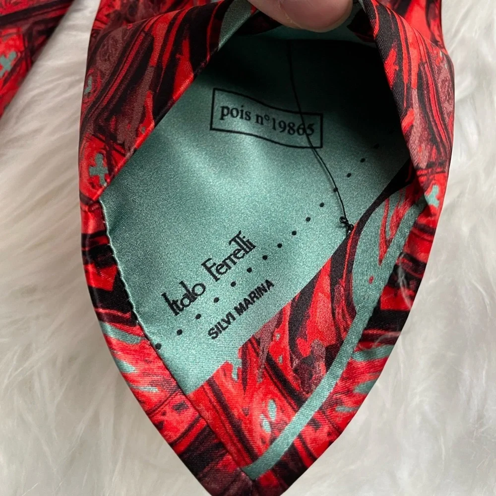 Italo Ferretti | Red and Blue 100% Seta-Silk Tie and Pocket Square - Italy